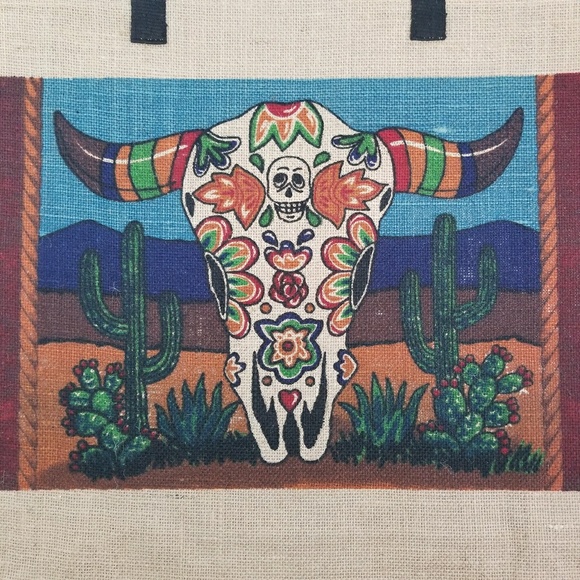 El Paso Saddleblanket Jute Southwest Tote Bag - Picture 3 of 7